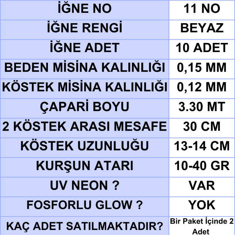 ea genset İstavrit Çapari 15x12 Uv Koyu Yeşil - Pembe Sim 11 No 10 Beyaz İğne 2li Paket
