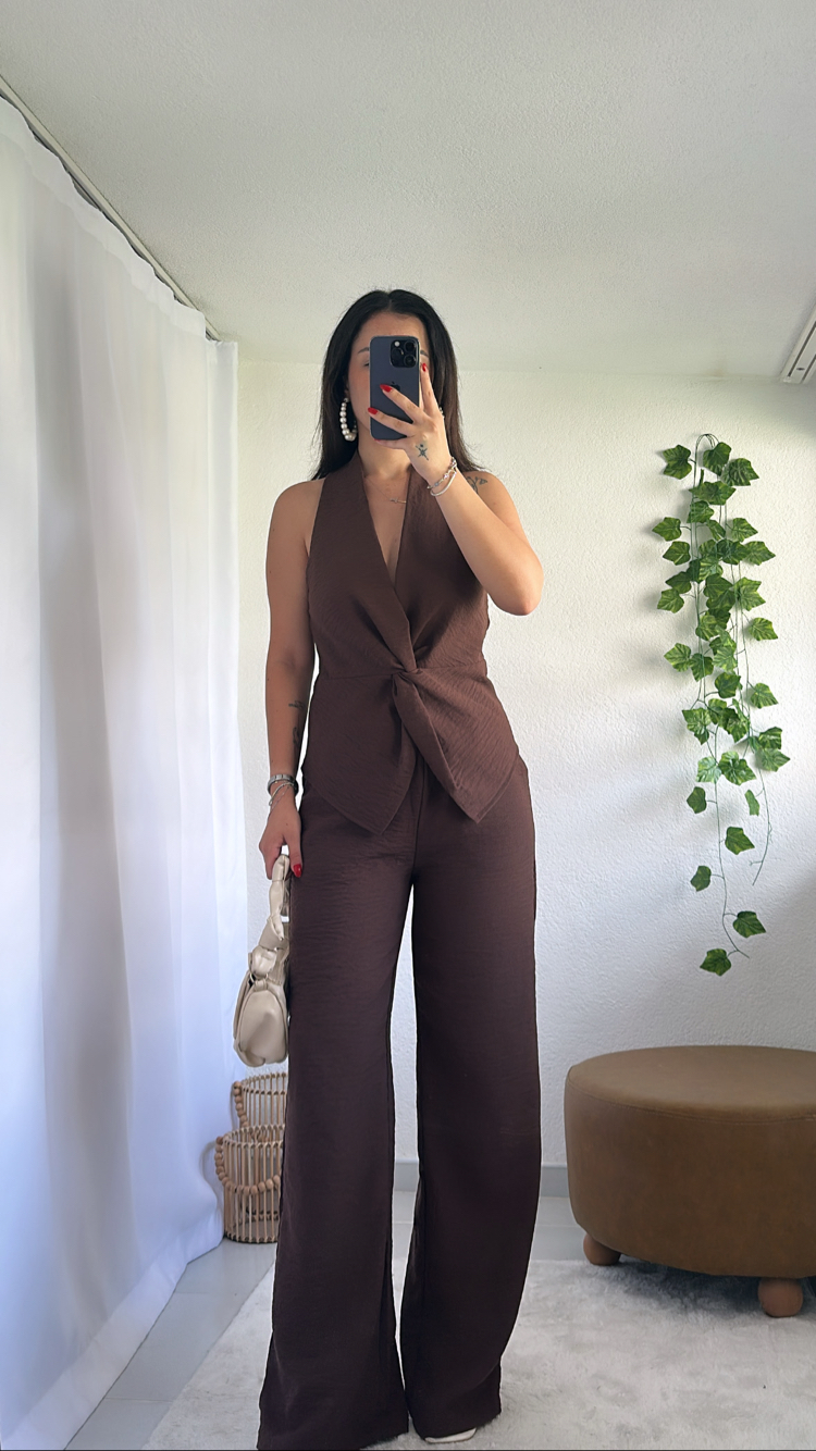 KETEN DÜĞÜM BLUZ PANTOLON ALT ÜST TAKIM