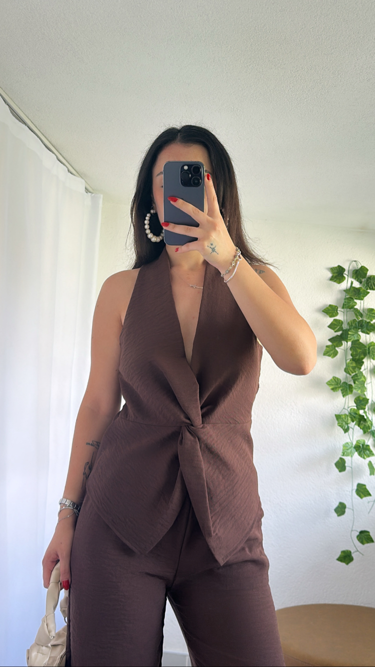 KETEN DÜĞÜM BLUZ PANTOLON ALT ÜST TAKIM