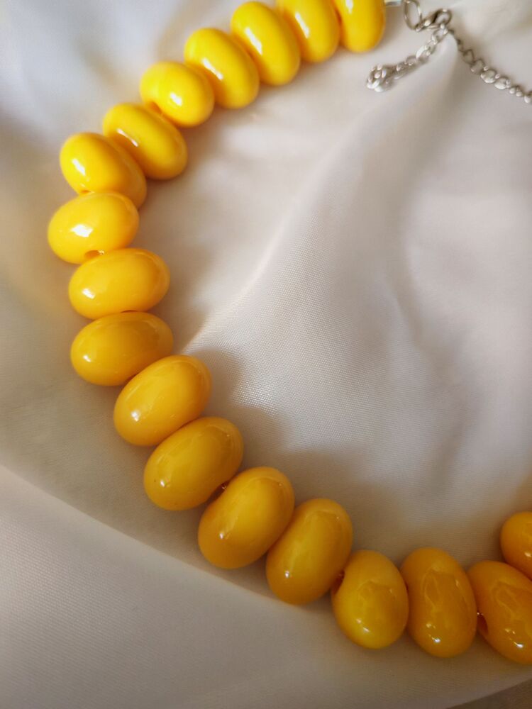 Sarı Akrilik Boncuk Kolye