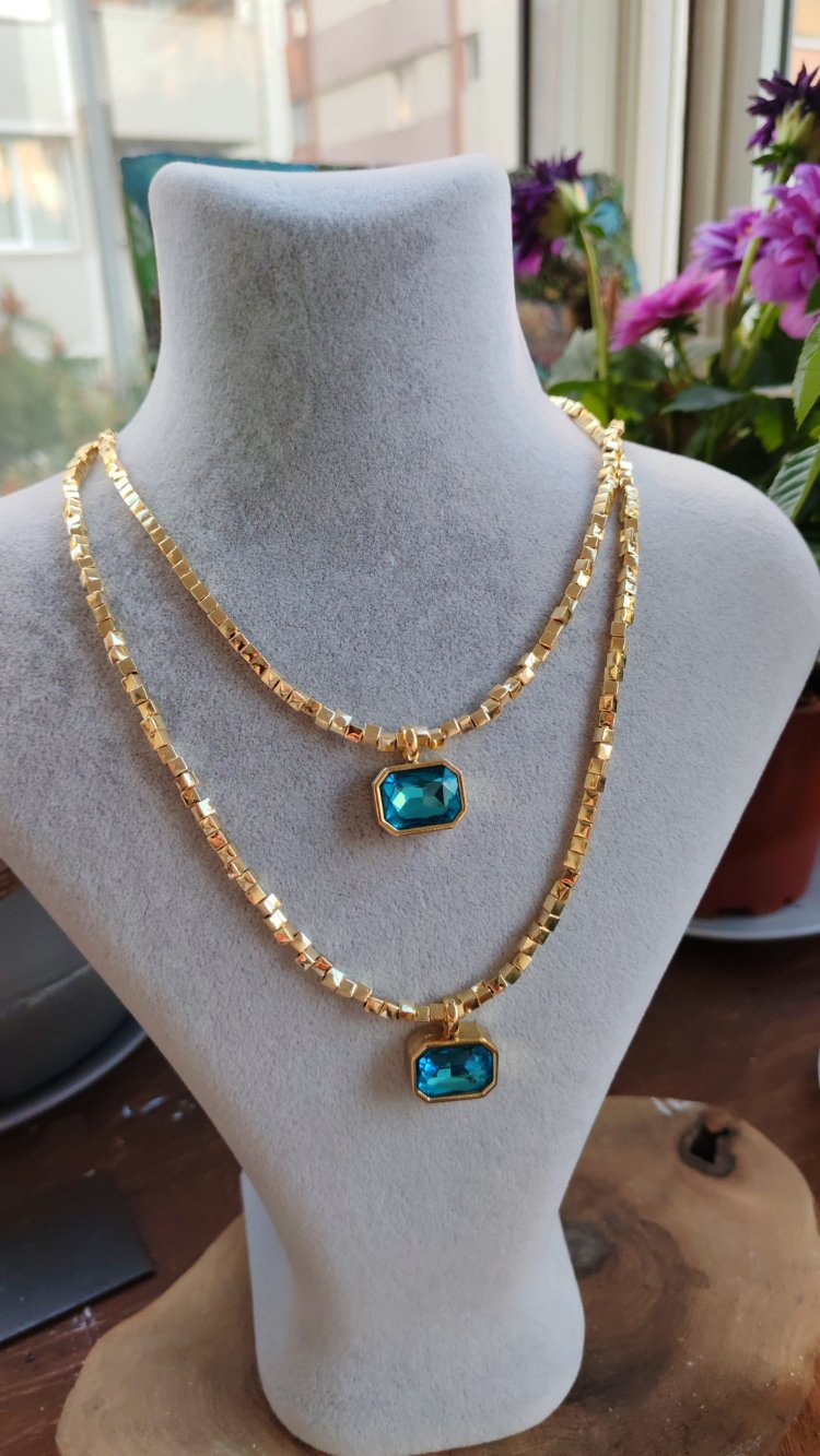 Taşlı Gold Kolye
