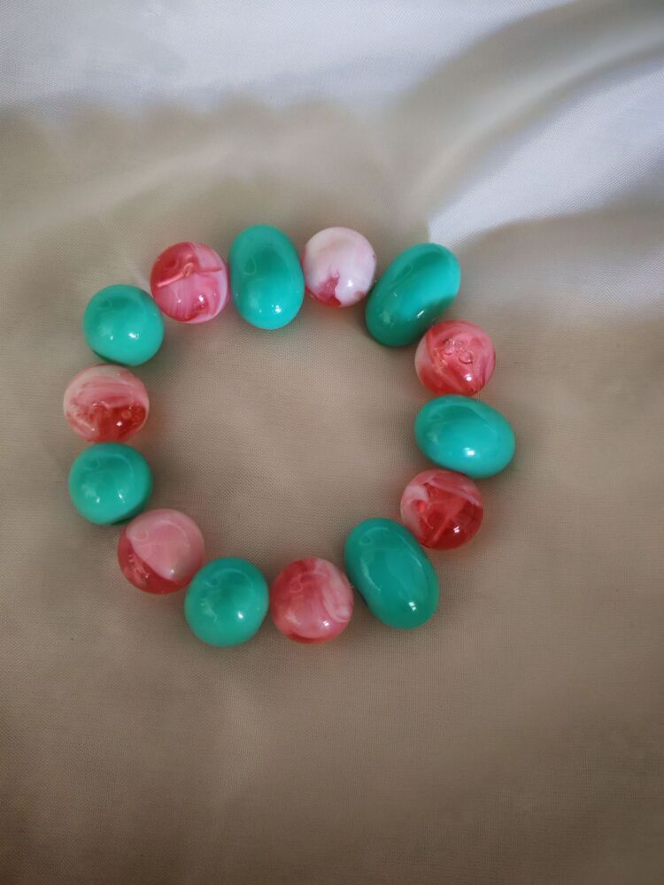 Turkuaz ara Pembe Boncuk Bileklik