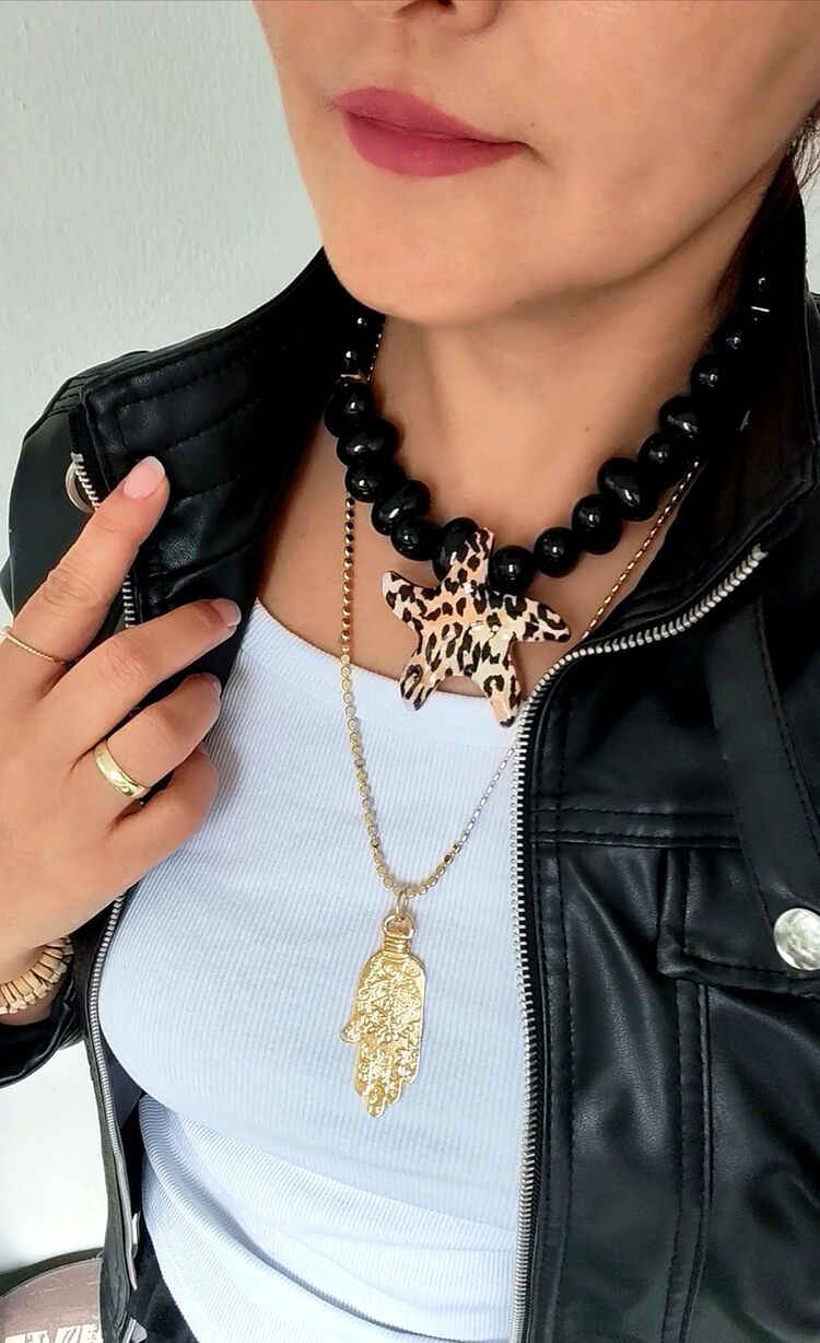 Leopar yıldız kolye 