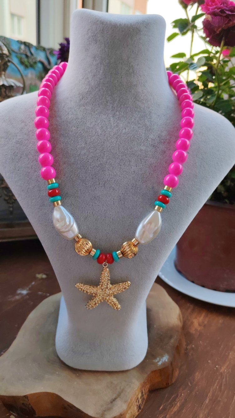 Marine Tema Pembe Kolye