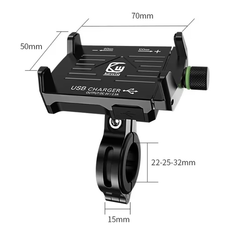 Bisiklet Scooter Motosiklet Gidon Telefon Tutucu USB Şarjlı
