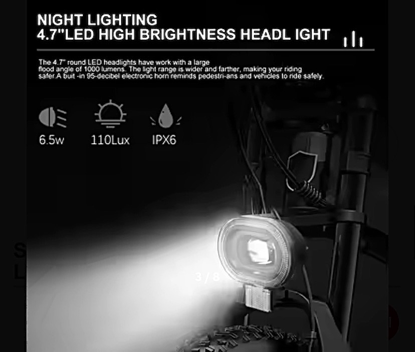 Elektrikli Bisiklet OVAL ŞERİT ÖN FAR LED E-Bike Aydınlatma