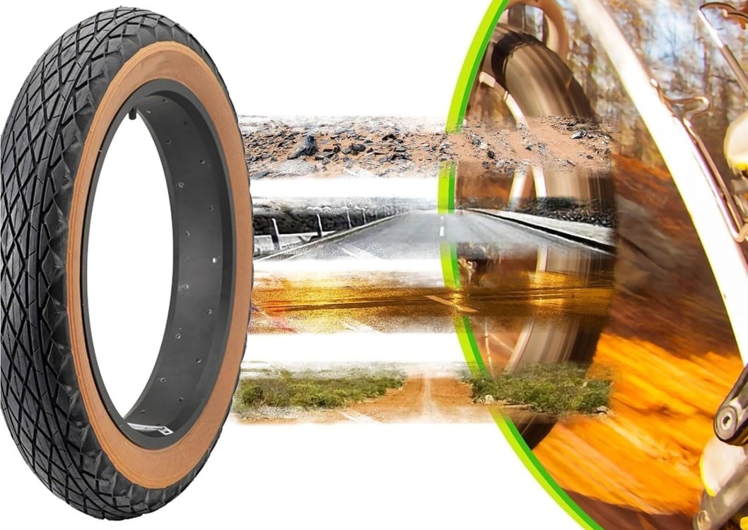 20x4 Zırhlı Kalın Teker FAT Bike Dış Lastik E-Bike Kahverengi Amber Yanak