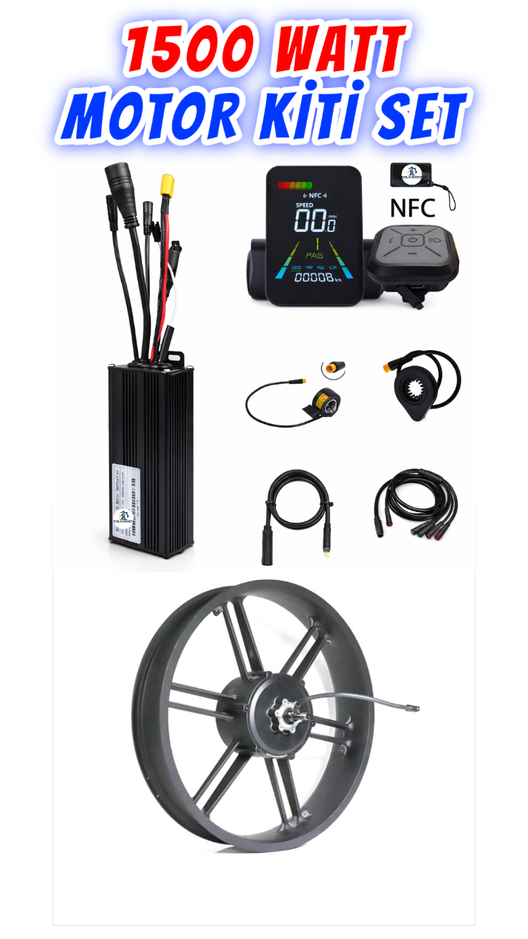 E Bike 1000Watt 1500Watt MOTOR Kiti SET E-Bike Beyin Ekran Motor Seti Elektrikli Bisiklet