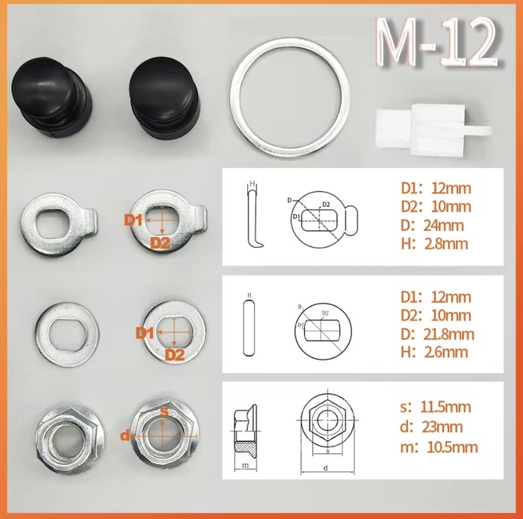 E Bike Scooter M12 M14 M16 SOMUN PUL Bağlantı Seti