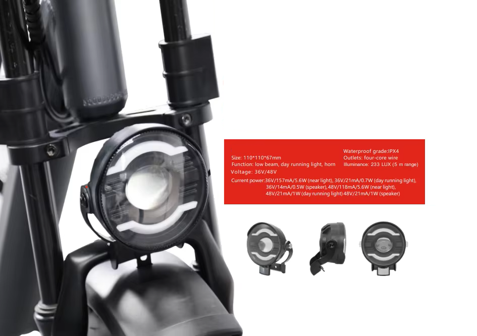 Elektrikli Bisiklet YUVARLAK ŞERİT ÖN FAR LED E-Bike Aydınlatma