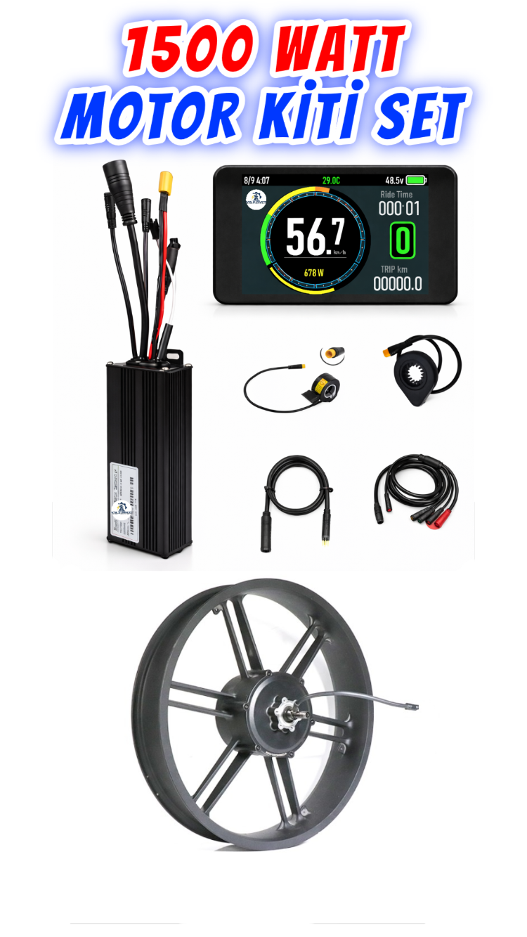 E Bike 1000Watt 1500Watt MOTOR Kiti SET E-Bike Beyin Ekran Motor Seti Elektrikli Bisiklet