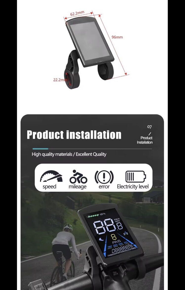 Elektrikli Bisiklet EKRAN Gösterge E-Bike RKS KUBA APE RYDER SD1