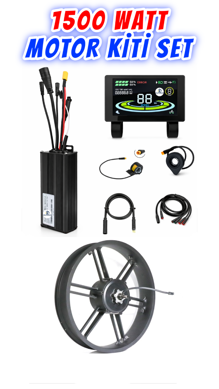 E Bike 1000Watt 1500Watt MOTOR Kiti SET E-Bike Beyin Ekran Motor Seti Elektrikli Bisiklet