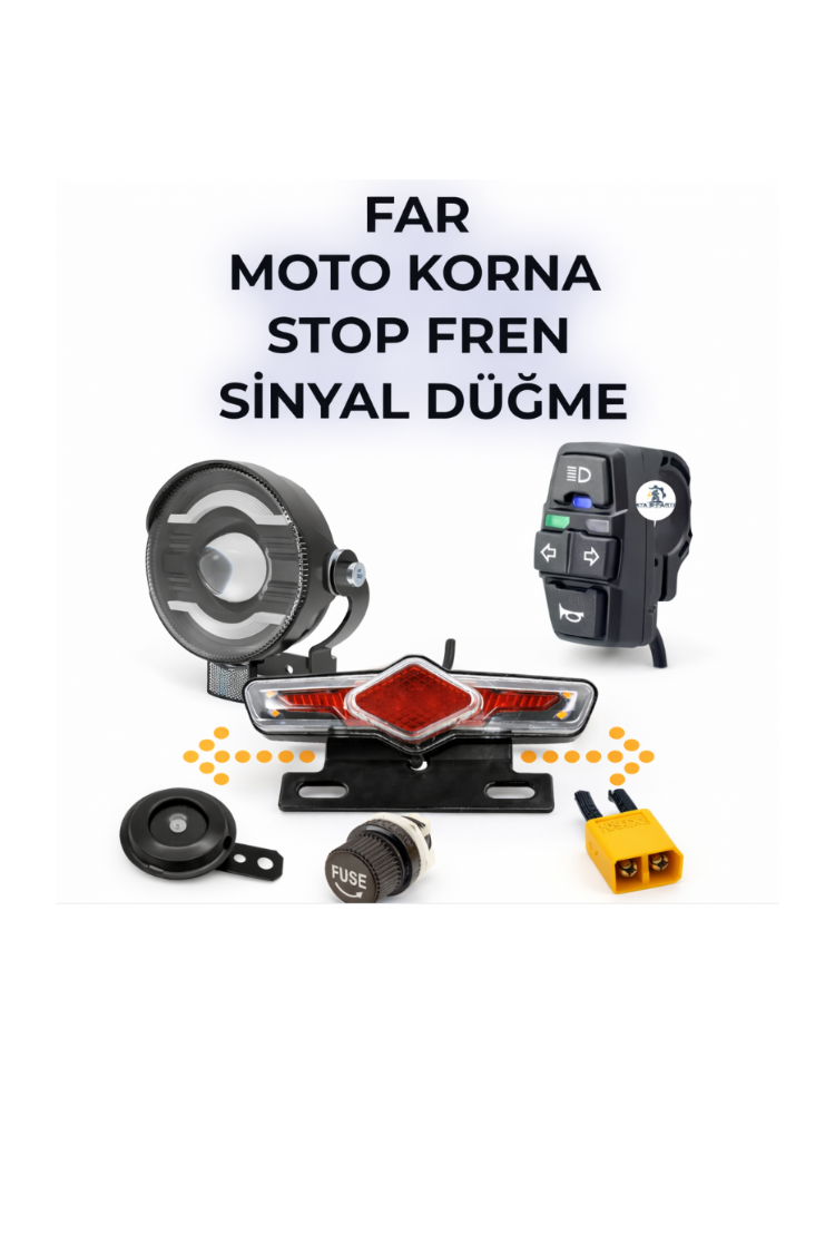 Elektrikli Bisiklet Scooter Büyük FAR MOTO KORNA STOP Sinyal Düğme Seti E Bike 24V-60V