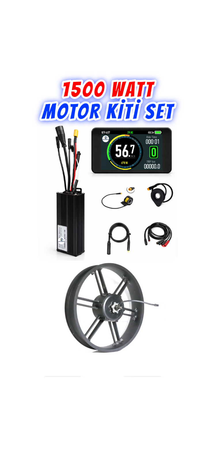 E Bike 1000Watt 1500Watt MOTOR Kiti SET E-Bike Beyin Ekran Motor Seti Elektrikli Bisiklet
