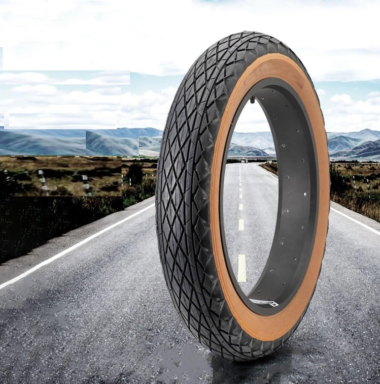 20x4 Zırhlı Kalın Teker FAT Bike Dış Lastik E-Bike Kahverengi Amber Yanak
