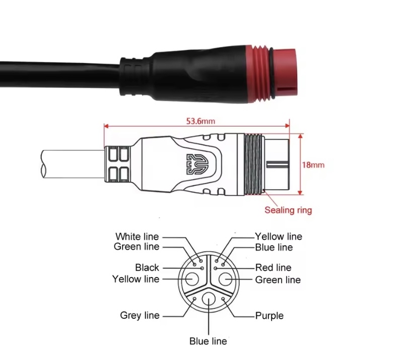 Elektrikli Bisiklet Motor Uzatma Kablosu 11 Pin