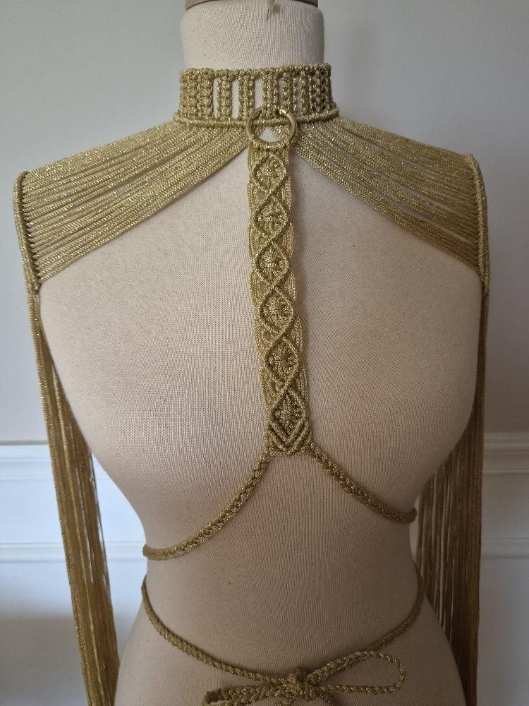 Gold Makrome Omuzluk Seti