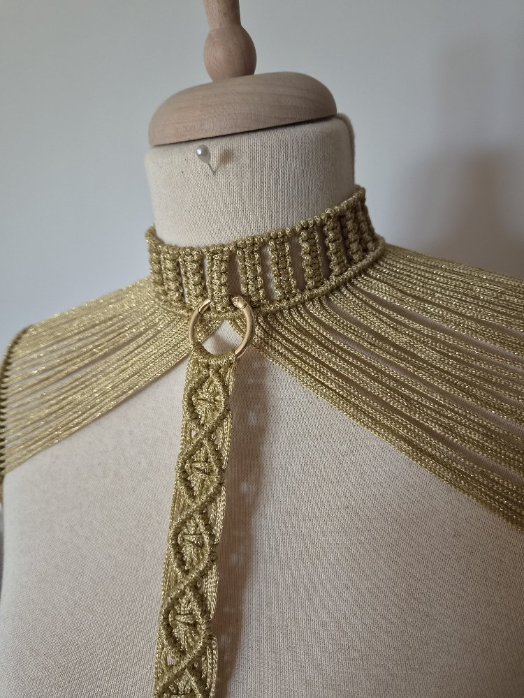 Gold Makrome Omuzluk Seti