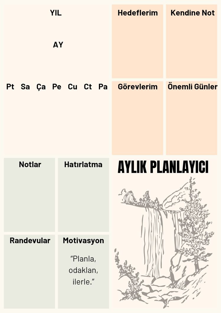 Dijital Aylık Planlayıcı –  PDF Format