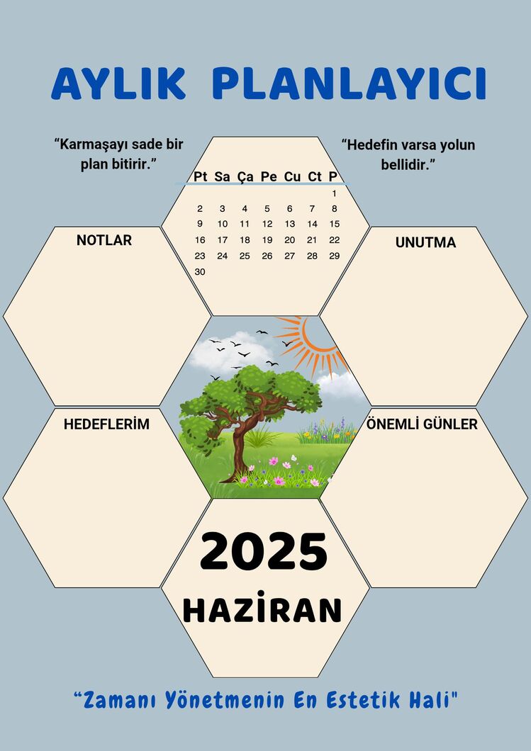Dijital Aylık Planlayıcı –  PDF Format