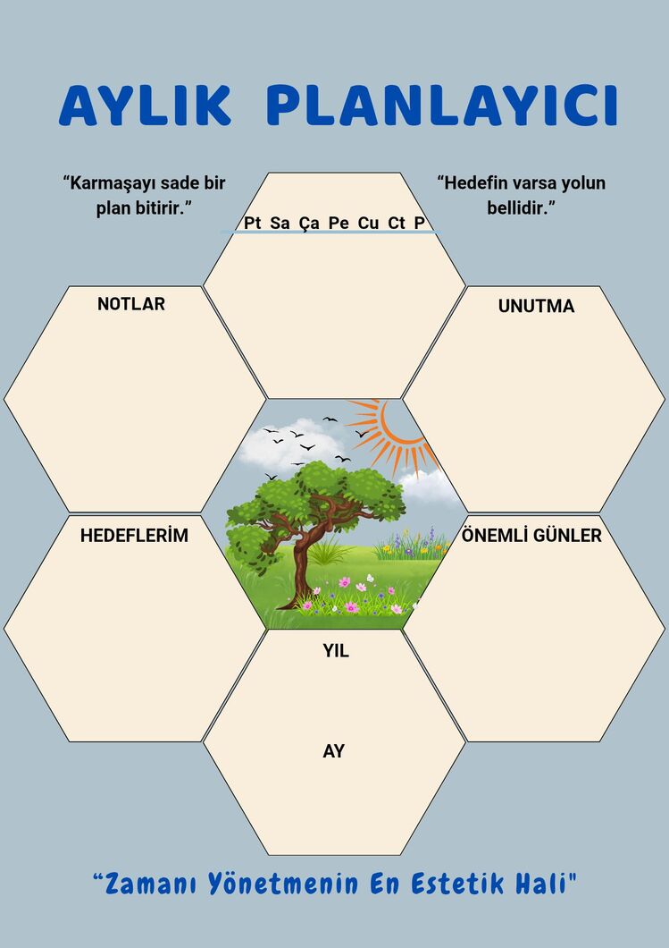 Dijital Aylık Planlayıcı –  PDF Format