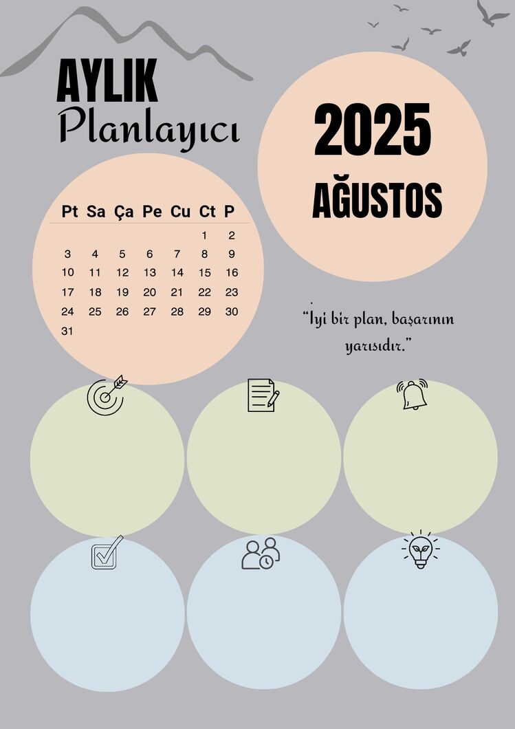 Dijital Aylık Planlayıcı –  PDF Format