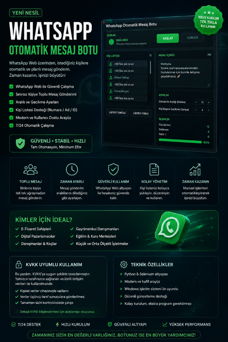 WhatsApp Otomatik Mesaj Botu (Windows)