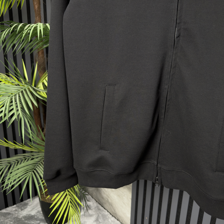 Lacoste Penye Kumaş Tam Fermuarlı Sweatshirt (siyah)
