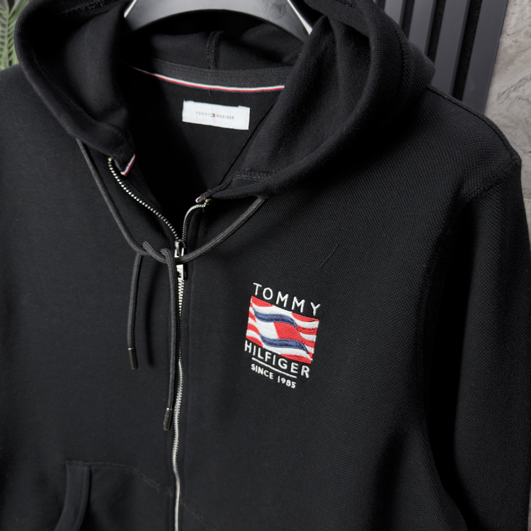 TH Tam Fermuarlı Sweatshirt (siyah)