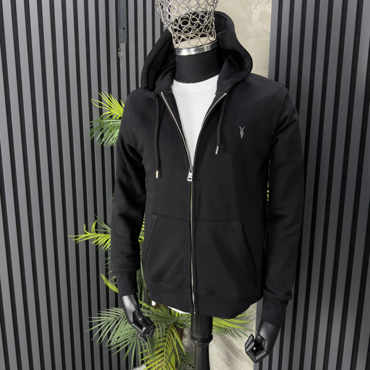 Allsaints Kapüşonlu Tam Fermuarlı Sweatshirt (siyah)
