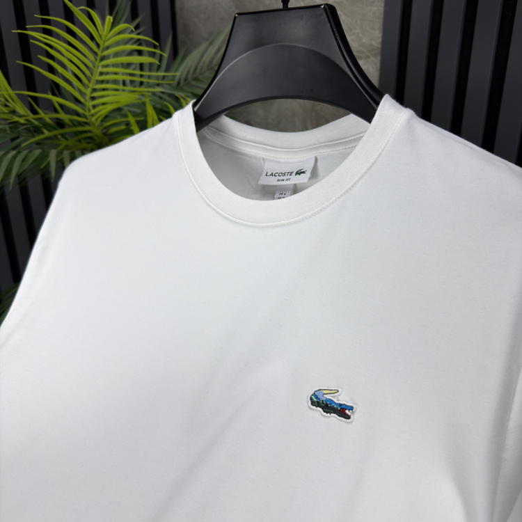 Lacoste Likralı Pamuklu Tshirt (beyaz)
