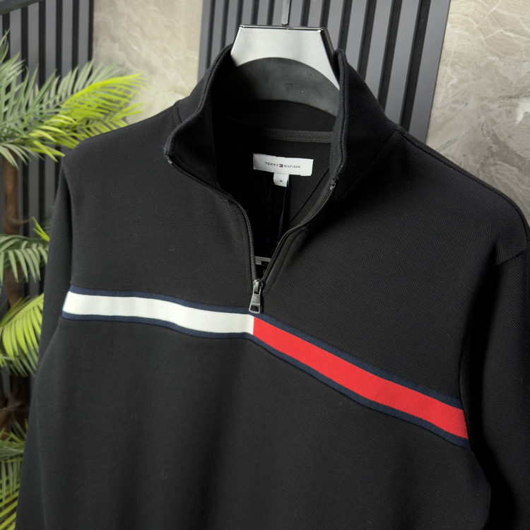 TH Yarım Fermuarlı Sweatshirt (siyah)