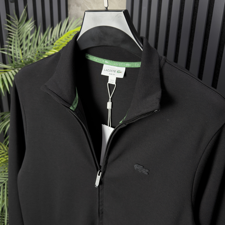Lacoste Penye Kumaş Tam Fermuarlı Sweatshirt (siyah)