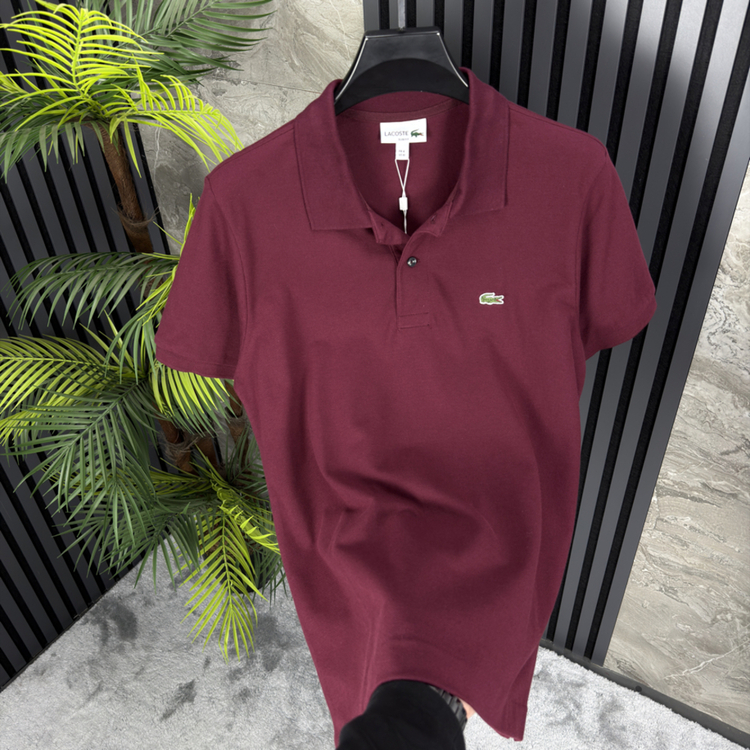Lacoste Basic Pike Kumaş Polo Yaka (bordo)