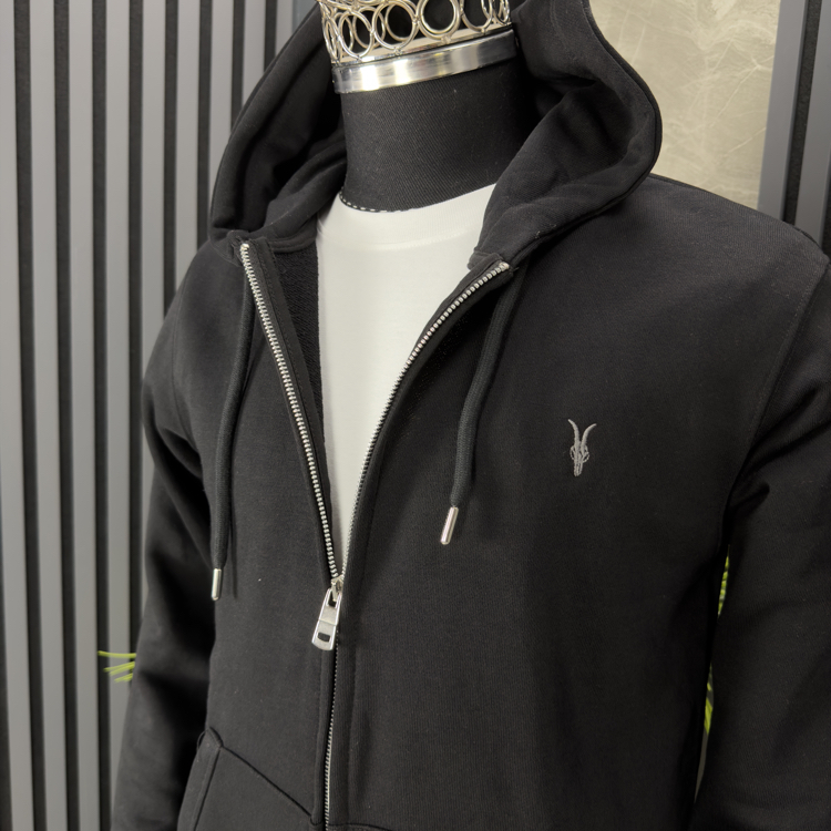 Allsaints Kapüşonlu Tam Fermuarlı Sweatshirt (siyah)