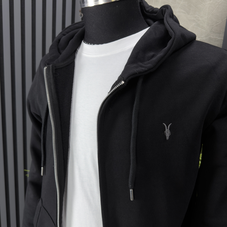 Allsaints Kapüşonlu Tam Fermuarlı Sweatshirt (siyah)