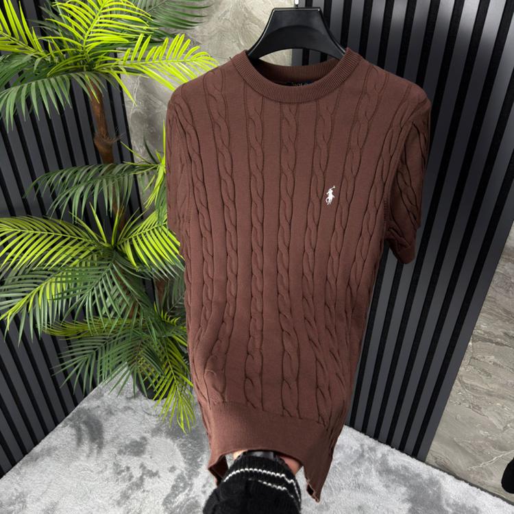 Polo Ralplouren Örme Triko Tshirt (Kahverengi)