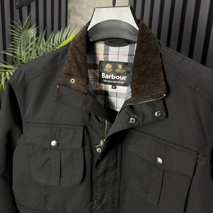 Barbour İthal Premium Kadife Yaka Mont (siyah)