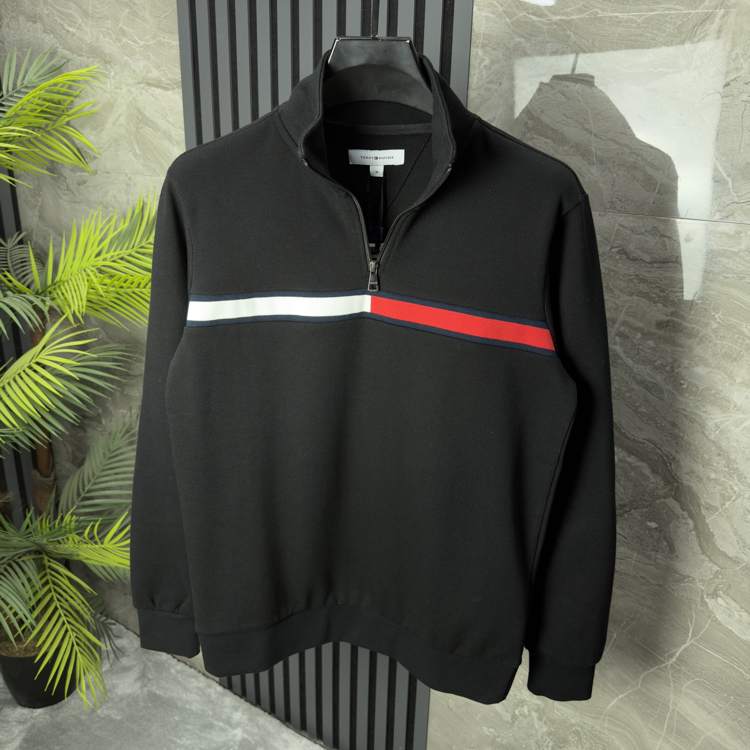 TH Yarım Fermuarlı Sweatshirt (siyah)