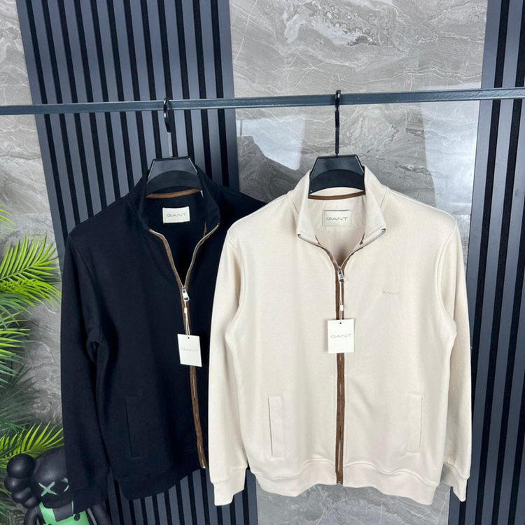 Gant Selanik Kumaş Tam Fermuarlı Sweatshirt Hırka (Siyah)