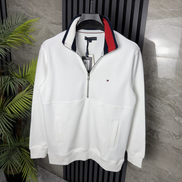 TH Yarım Fermuarlı Sweatshirt (beyaz)