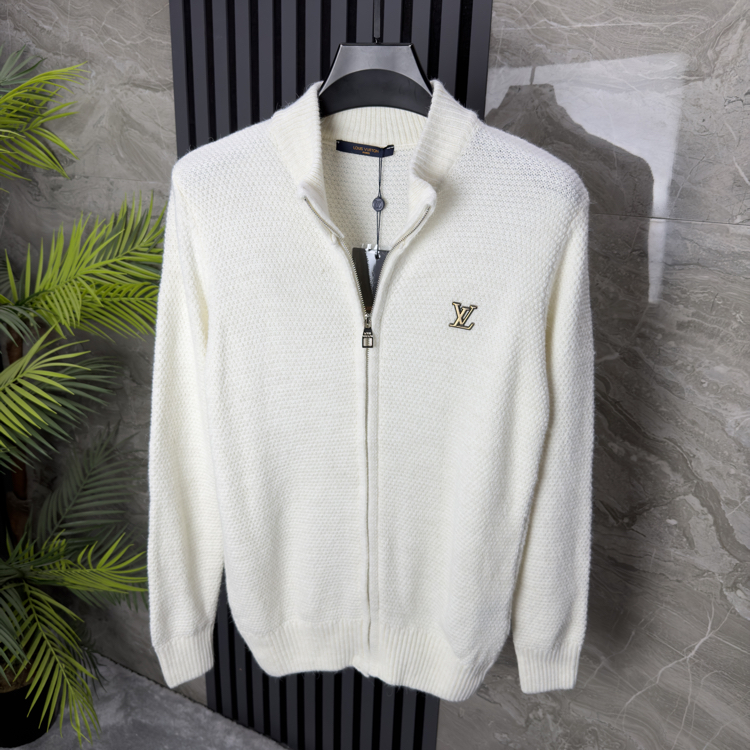 Louis Vuitton Tam Fermuarlı Triko (beyaz)