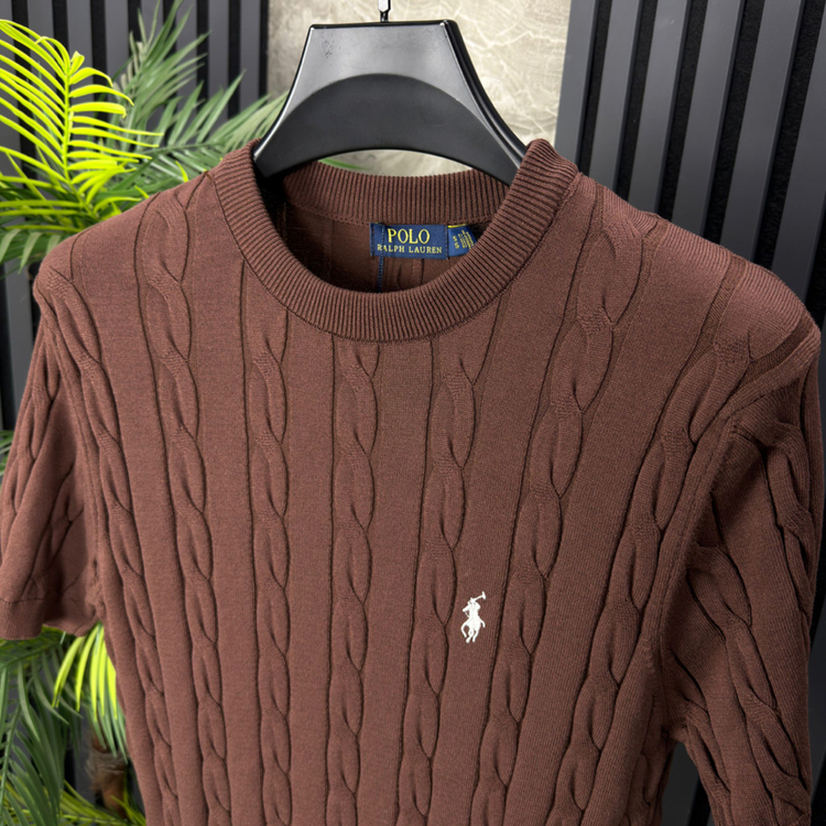 Polo Ralplouren Örme Triko Tshirt (Kahverengi)
