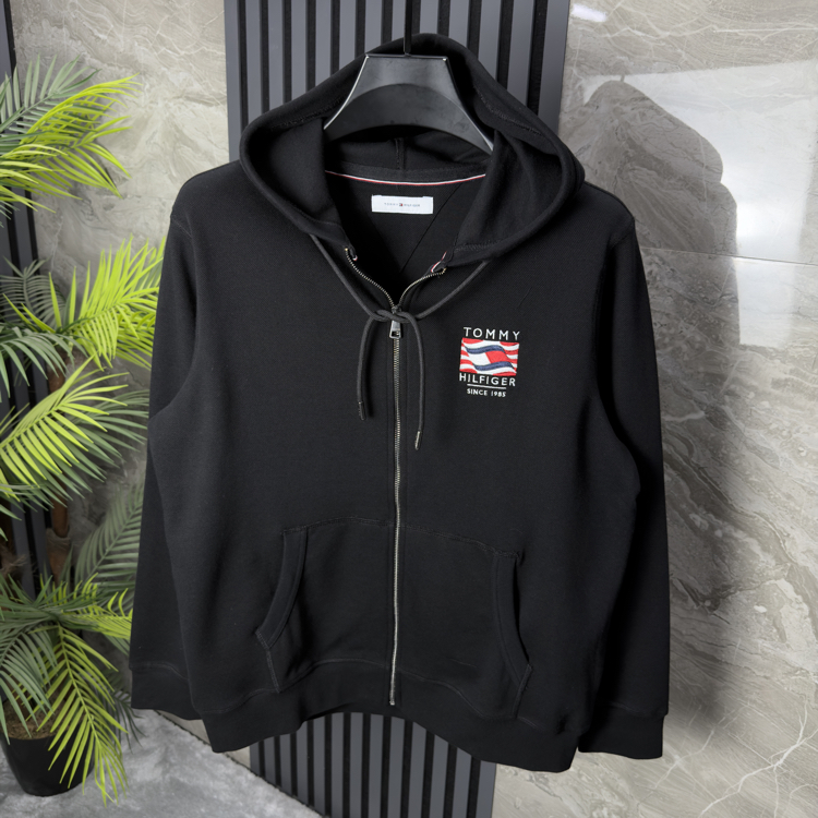 TH Tam Fermuarlı Sweatshirt (siyah)