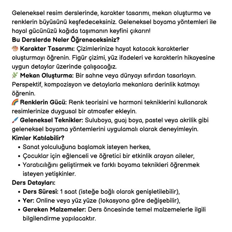 Geleneksel Yöntemlerle Çizim Dersleri
