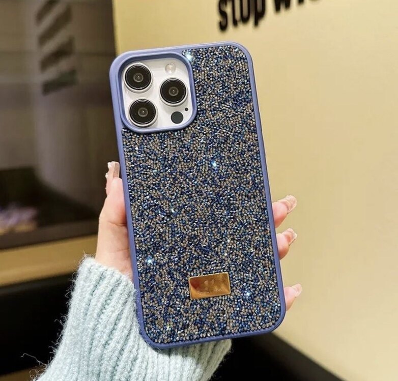 İPhone Swarovski Taşlı Kılıf - Blue Titanyum