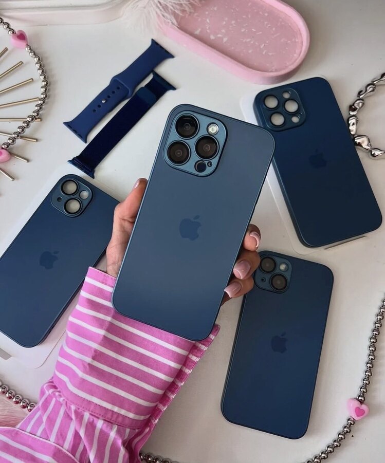 iPhone Ag-Glass Case-Navy Blue