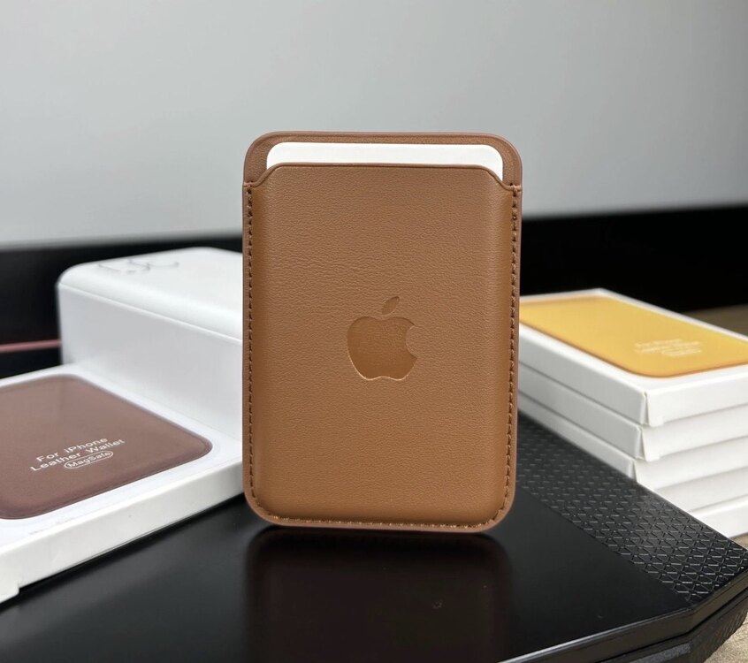 Apple MagSafe Özellikli Deri Cüzdan -Kahverengi