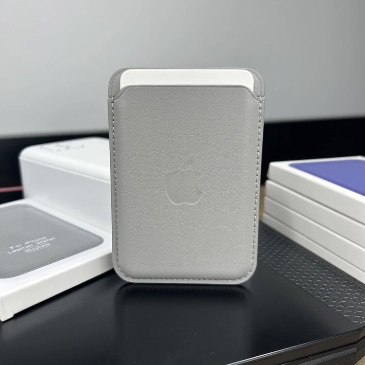 Apple MagSafe Özellikli Deri Cüzdan - Naturel Titanyum